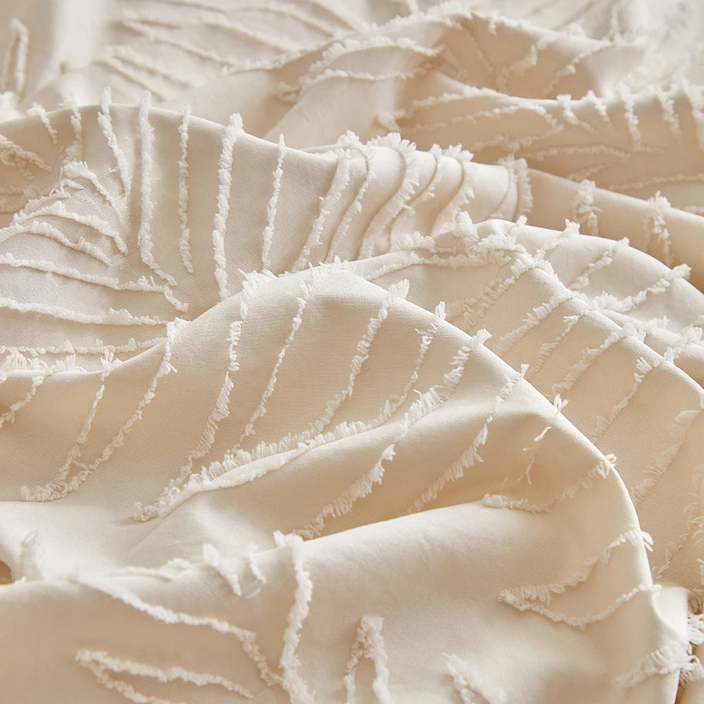 Parure de Lit 3 Pièces – Motif Feuillage Élégant