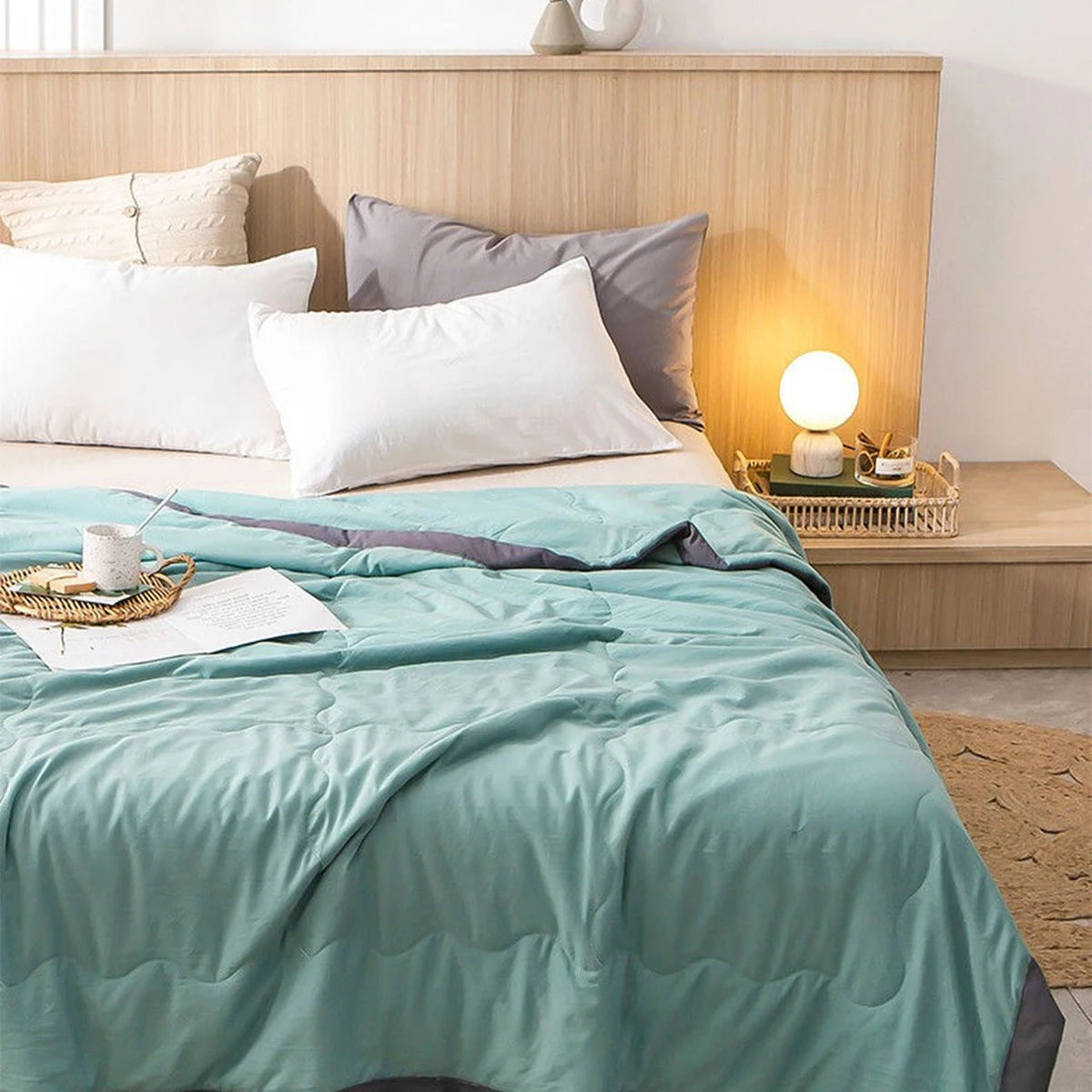 Couette Fine Été et Automne – Fibre de Bambou, Anti-boulochage