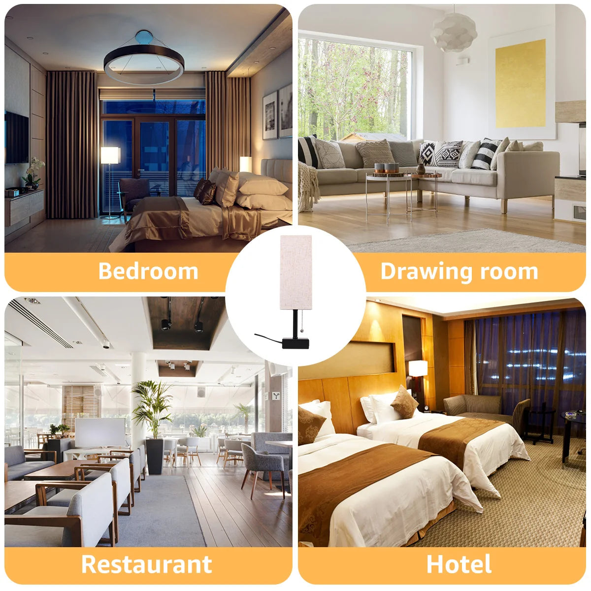 Lampe de Chevet Rétro en Bois avec Abat-Jour en Tissu – Éclairage d’Ambiance Dimmable USB