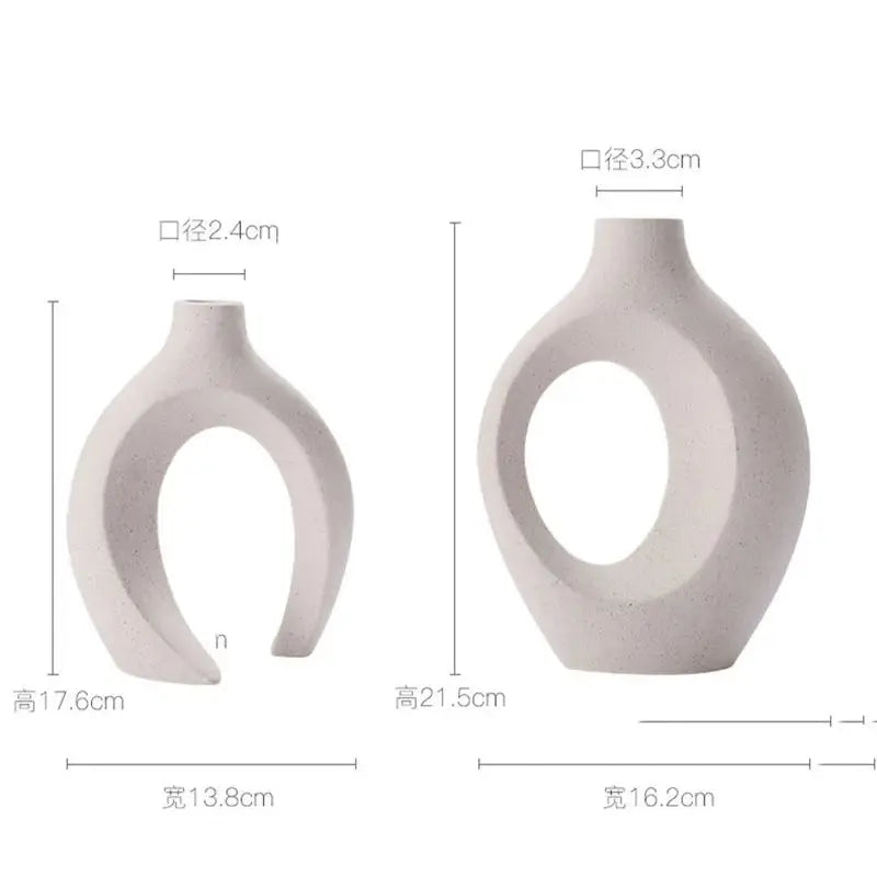 Lot de 2 Vases Creux en Céramique – Design Nordique et Esprit Bohème