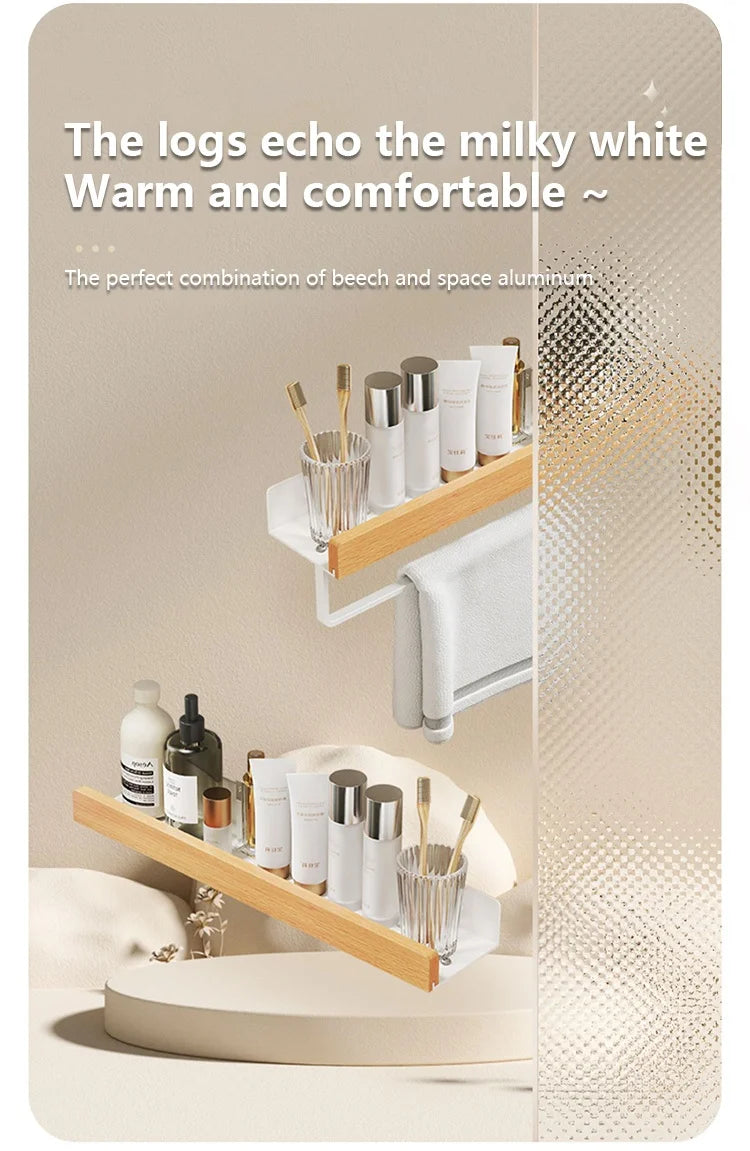 Étagère murale en bois – rangement élégant pour salle de bain, salon ou cuisine