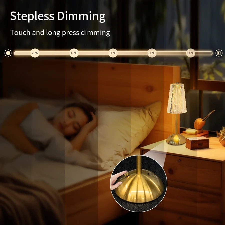 Lampe de Table Cristal LED Rechargeable