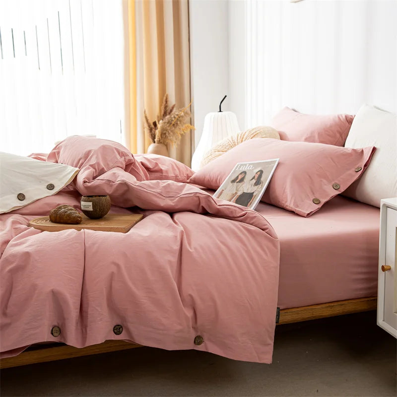 Housse de Couette Uni Twist 100 % Coton – Ensemble 3 Pièces Toutes Saisons