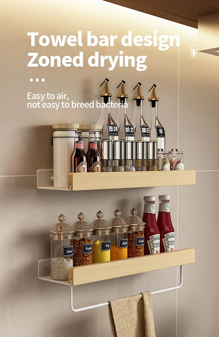 Étagère murale en bois – rangement élégant pour salle de bain, salon ou cuisine