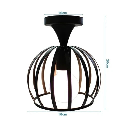 Plafonnier Vintage en Fer Noir – Élégance Industrielle et Design Compact