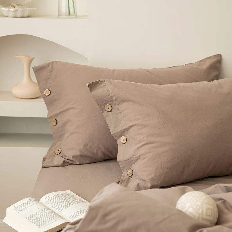 Housse de Couette Uni Twist 100 % Coton – Ensemble 3 Pièces Toutes Saisons