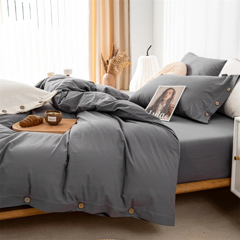 Housse de Couette Uni Twist 100 % Coton – Ensemble 3 Pièces Toutes Saisons