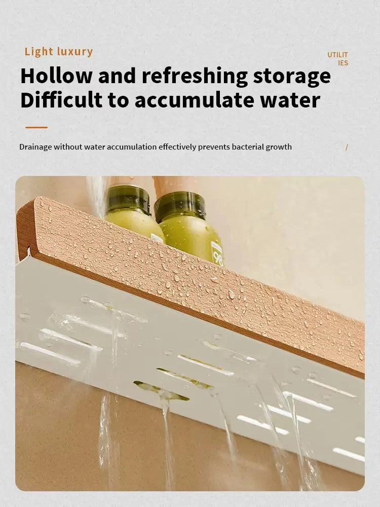 Étagère murale en bois – rangement élégant pour salle de bain, salon ou cuisine