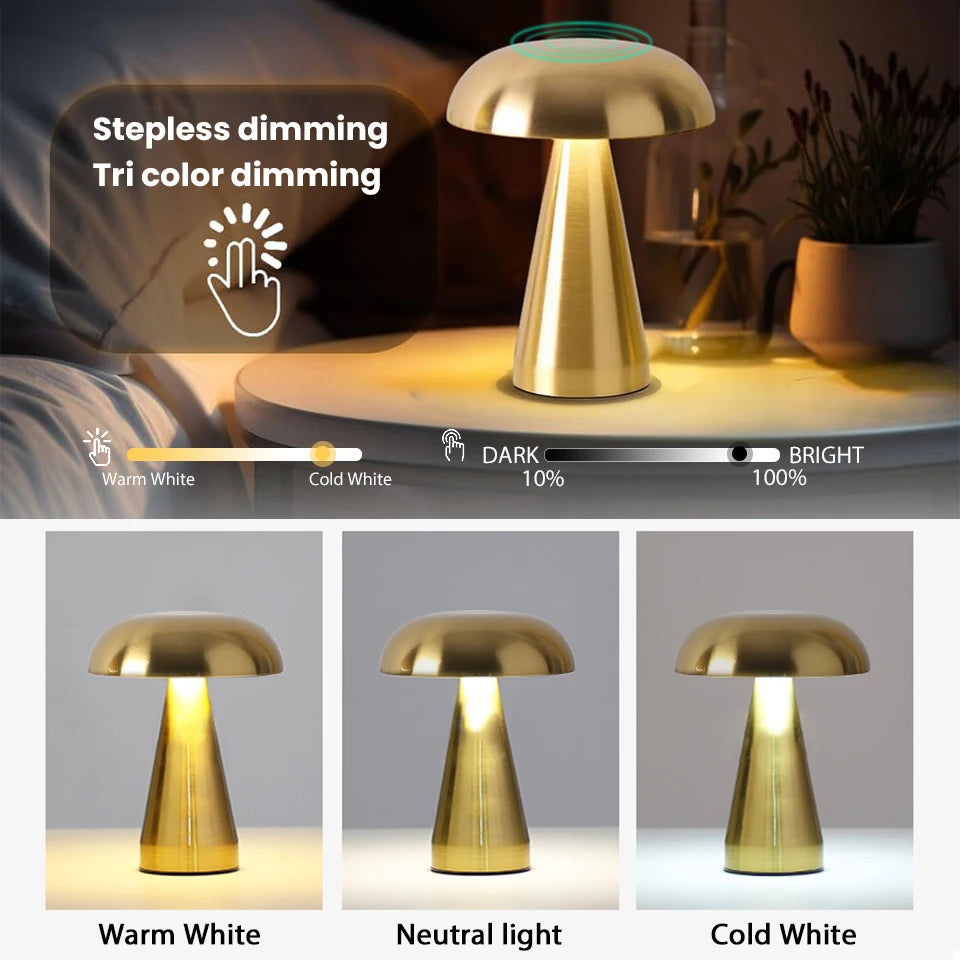 Lampe de Table Rétro Champignon avec Allumage Tactile