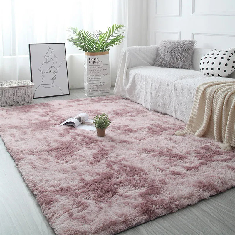Tapis moelleux rose nuancé