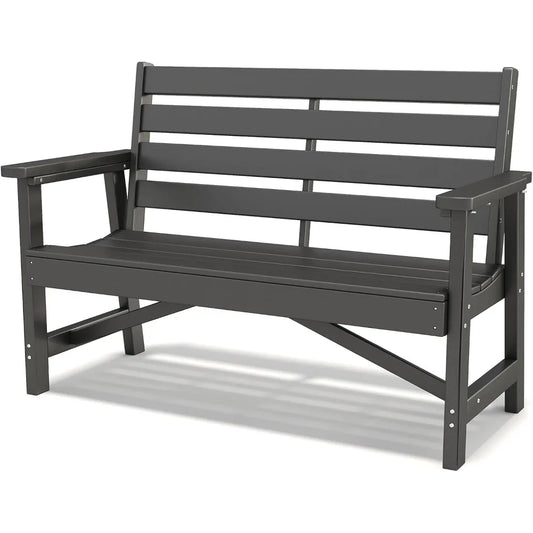 Banc d’extérieur moderne en HDPE – Banc de jardin résistant aux intempéries pour terrasse, parc, balcon ou jardin