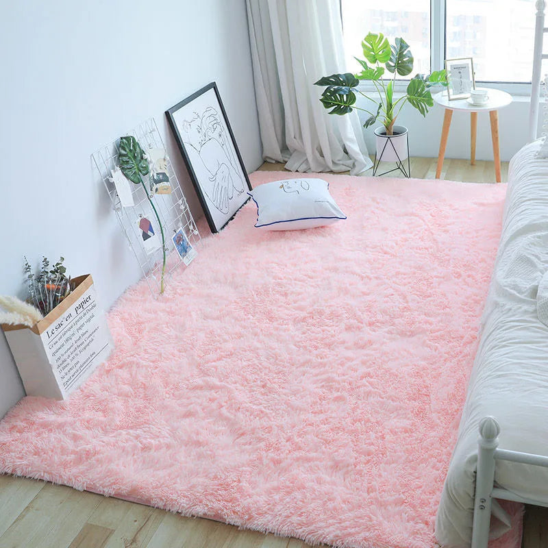 Tapis moelleux rose clair