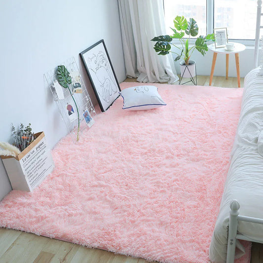 Tapis moelleux rose clair