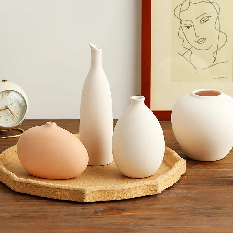 Vase Nordique en Céramique - Simple & Moderne pour Fleurs Sèches ou Naturelles