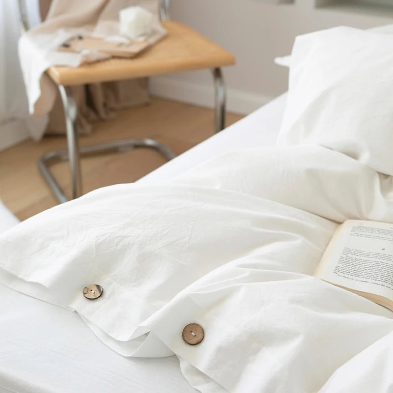 Housse de Couette Uni Twist 100 % Coton – Ensemble 3 Pièces Toutes Saisons