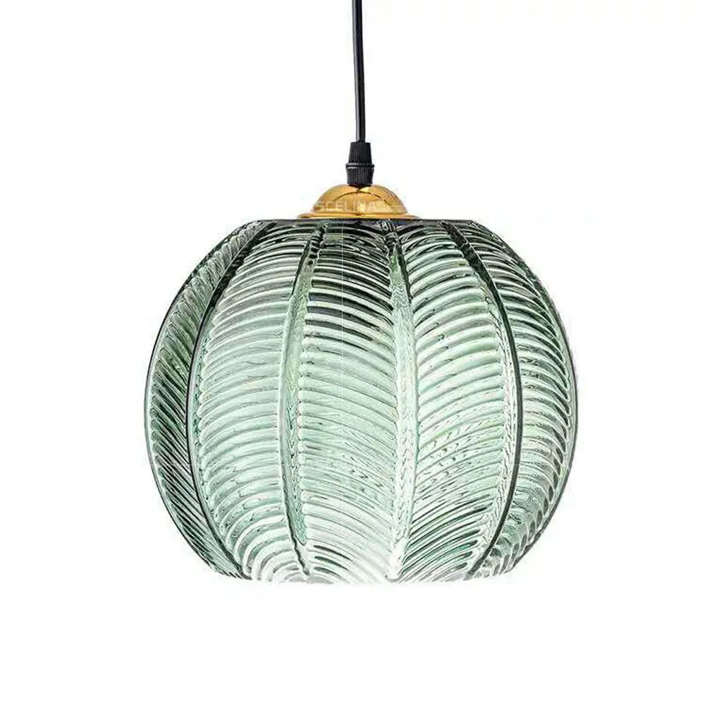 Suspension Nordique en Verre – Feuillage Vert Élégant pour Intérieur Moderne