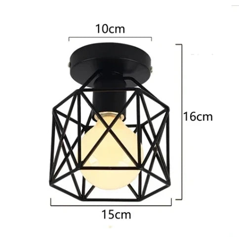 Plafonnier Vintage en Fer Noir – Élégance Industrielle et Design Compact