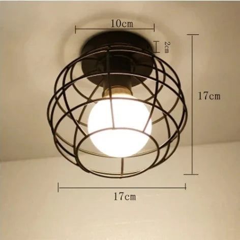 Plafonnier Vintage en Fer Noir – Élégance Industrielle et Design Compact