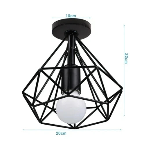 Plafonnier Vintage en Fer Noir – Élégance Industrielle et Design Compact