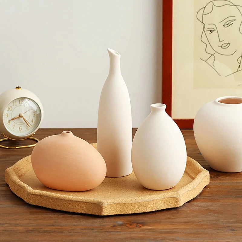 Vase Nordique en Céramique - Simple & Moderne pour Fleurs Sèches ou Naturelles