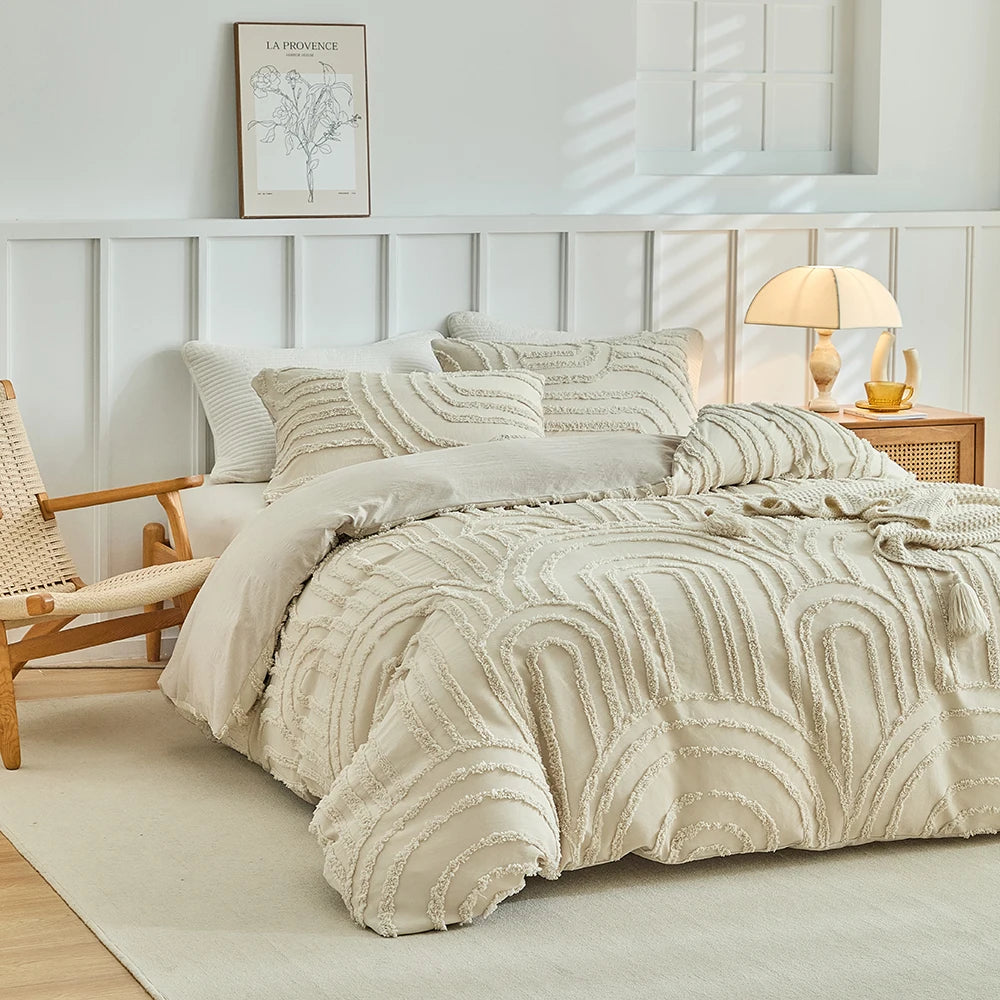 Parure de Housse de Couette Tuftée 3 Pièces