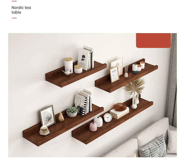 Étagère Murale Flottante en Bois Massif – Design U Élégant