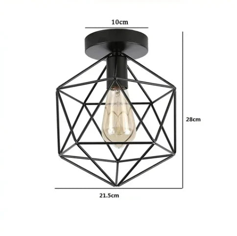 Plafonnier Vintage en Fer Noir – Élégance Industrielle et Design Compact