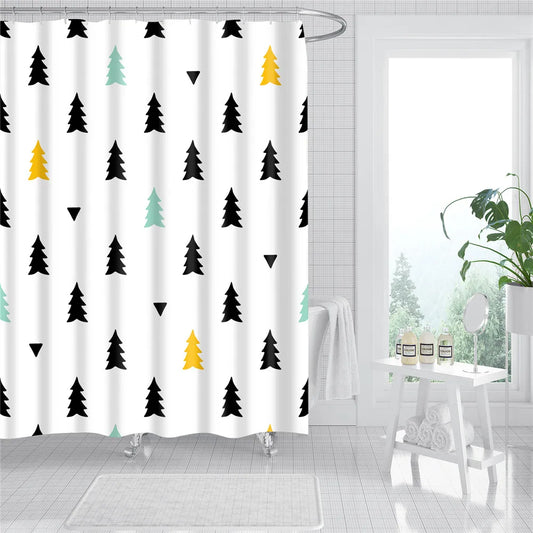 Rideau de Douche à Rayures Végétales – Étanche et Élégant