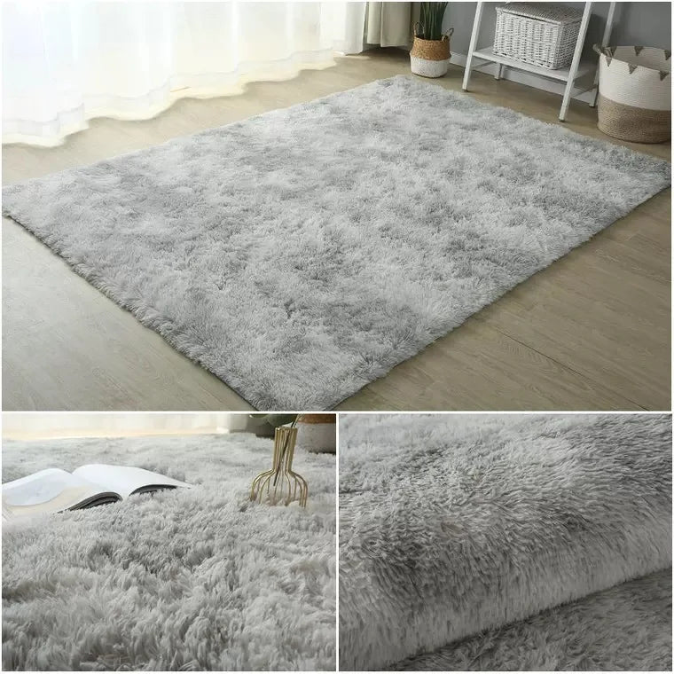 Tapis moelleux gris clair nuancé