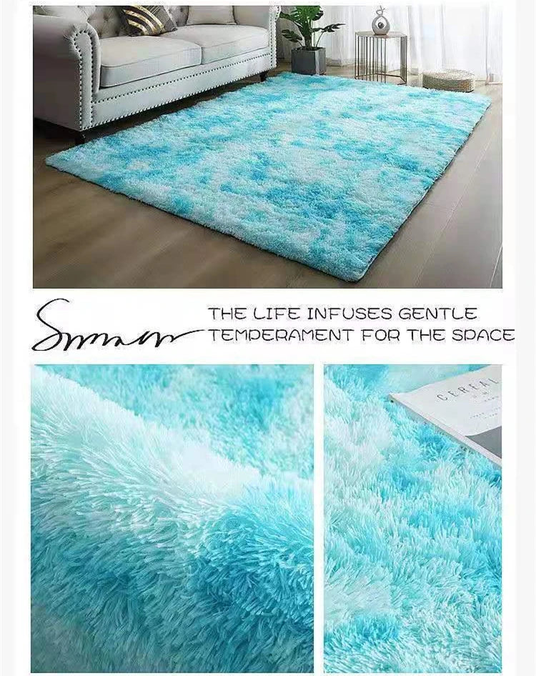 Tapis moelleux bleu nuancé