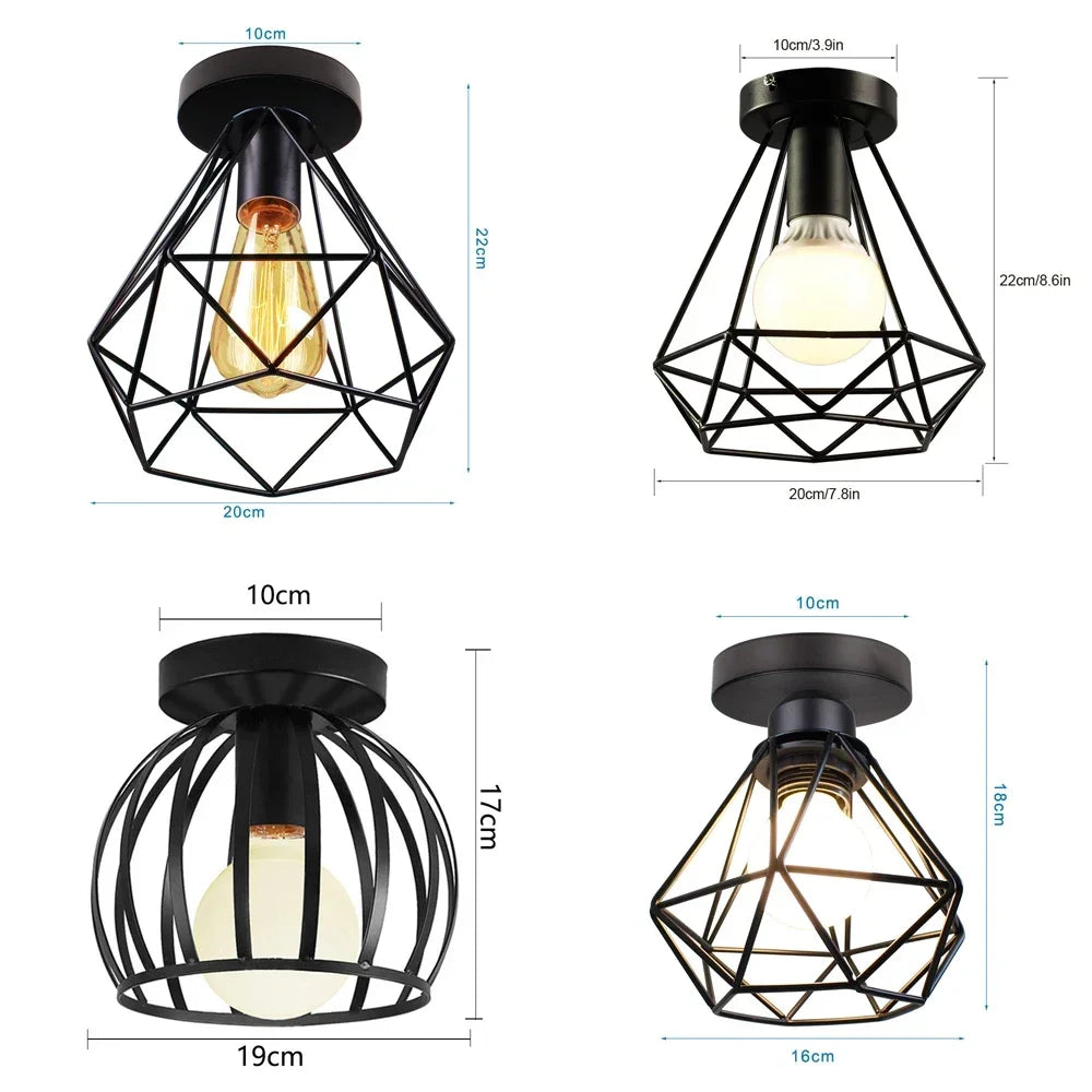 Plafonnier Vintage en Fer Noir – Élégance Industrielle et Design Compact