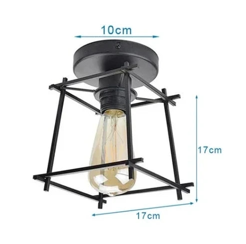 Plafonnier Vintage en Fer Noir – Élégance Industrielle et Design Compact