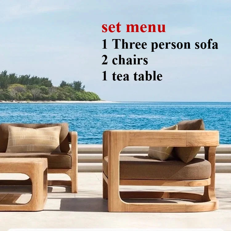 Canapé d’extérieur en teck – Mobilier de jardin nordique haut de gamme pour terrasse, balcon ou villa