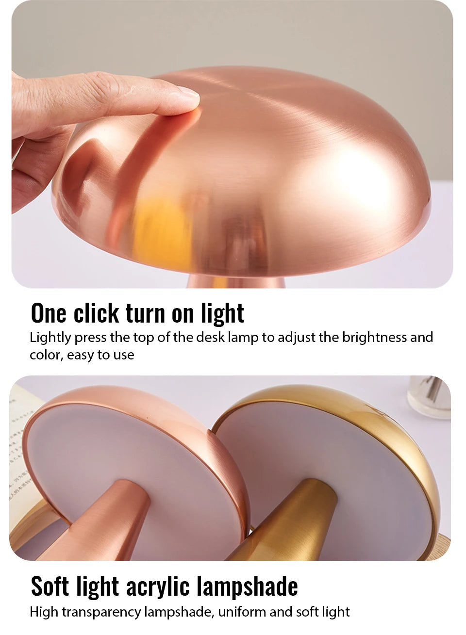 Lampe de Table Rétro Champignon avec Allumage Tactile