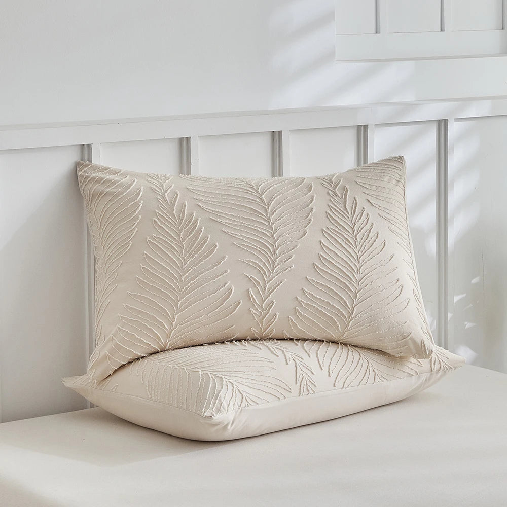 Parure de Lit 3 Pièces – Motif Feuillage Élégant