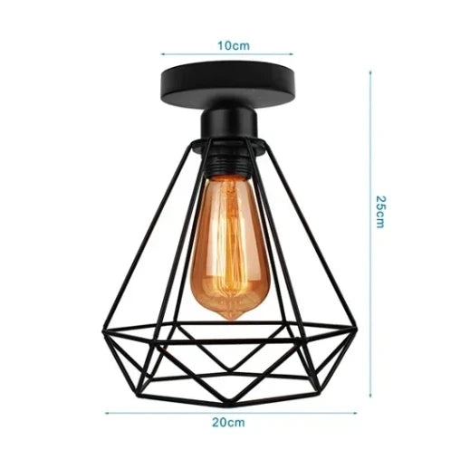 Plafonnier Vintage en Fer Noir – Élégance Industrielle et Design Compact
