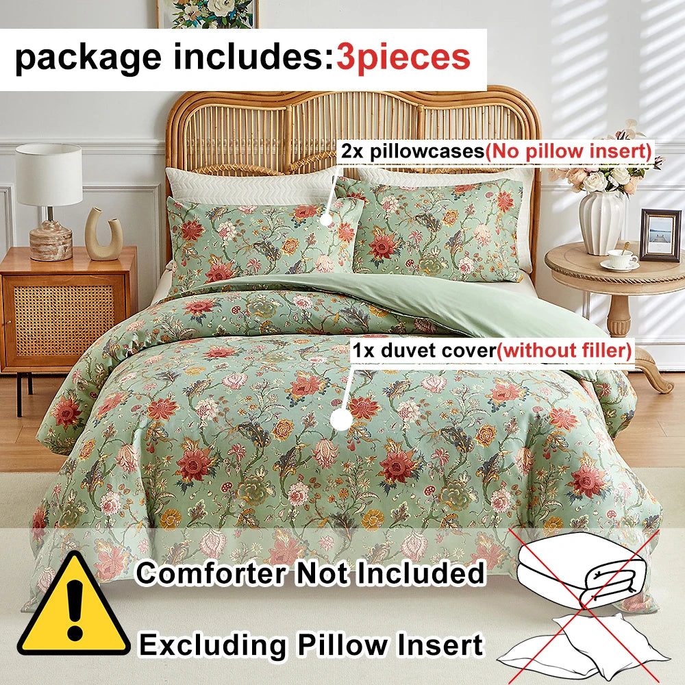 Parure de Housse de Couette 3 Pièces – Style Pastoral, Douceur Toutes Saisons