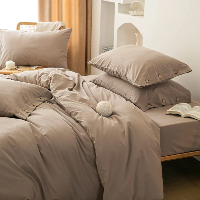 Housse de Couette Uni Twist 100 % Coton – Ensemble 3 Pièces Toutes Saisons