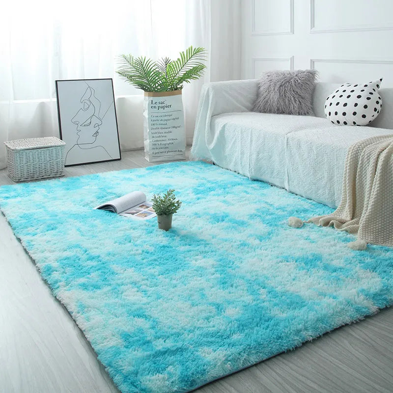 Tapis moelleux bleu nuancé
