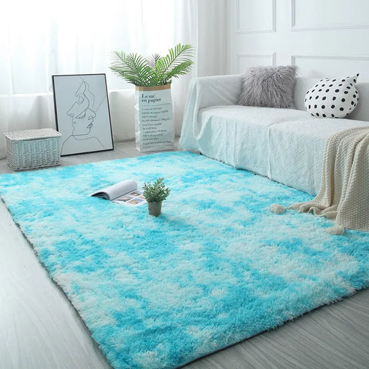 Tapis moelleux bleu nuancé
