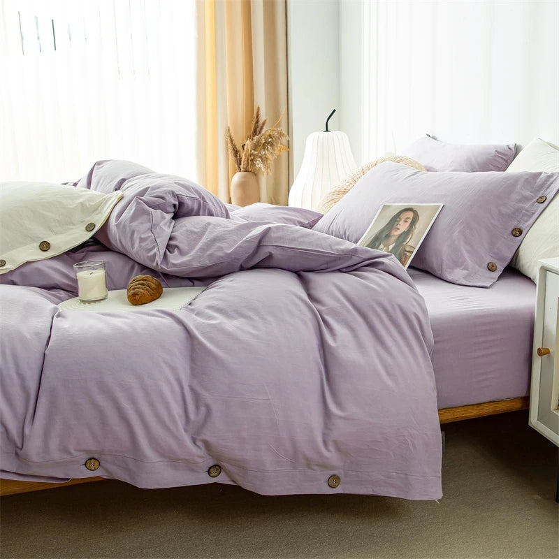 Housse de Couette Uni Twist 100 % Coton – Ensemble 3 Pièces Toutes Saisons