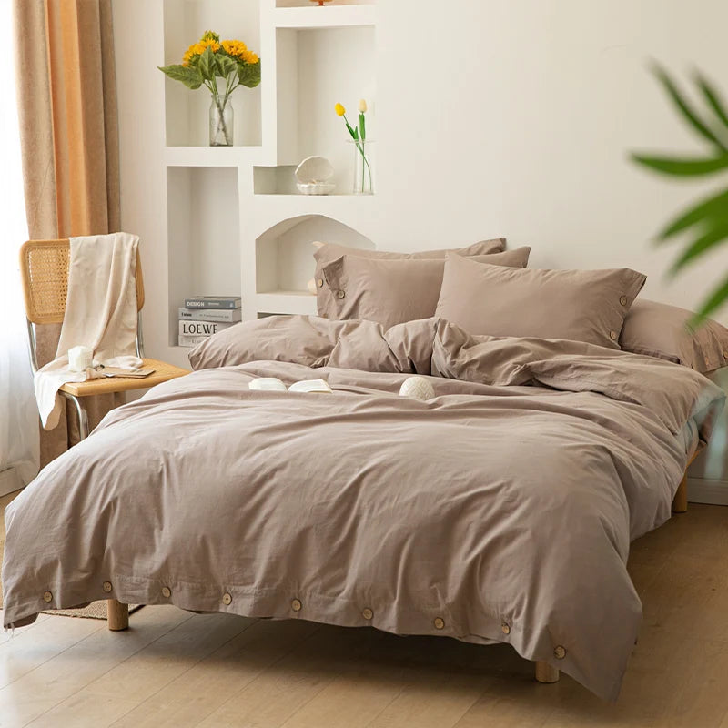 Housse de Couette Uni Twist 100 % Coton – Ensemble 3 Pièces Toutes Saisons