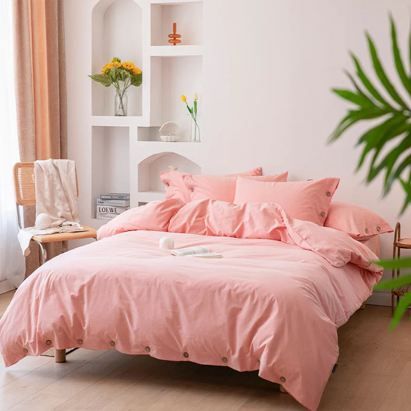 Housse de Couette Uni Twist 100 % Coton – Ensemble 3 Pièces Toutes Saisons