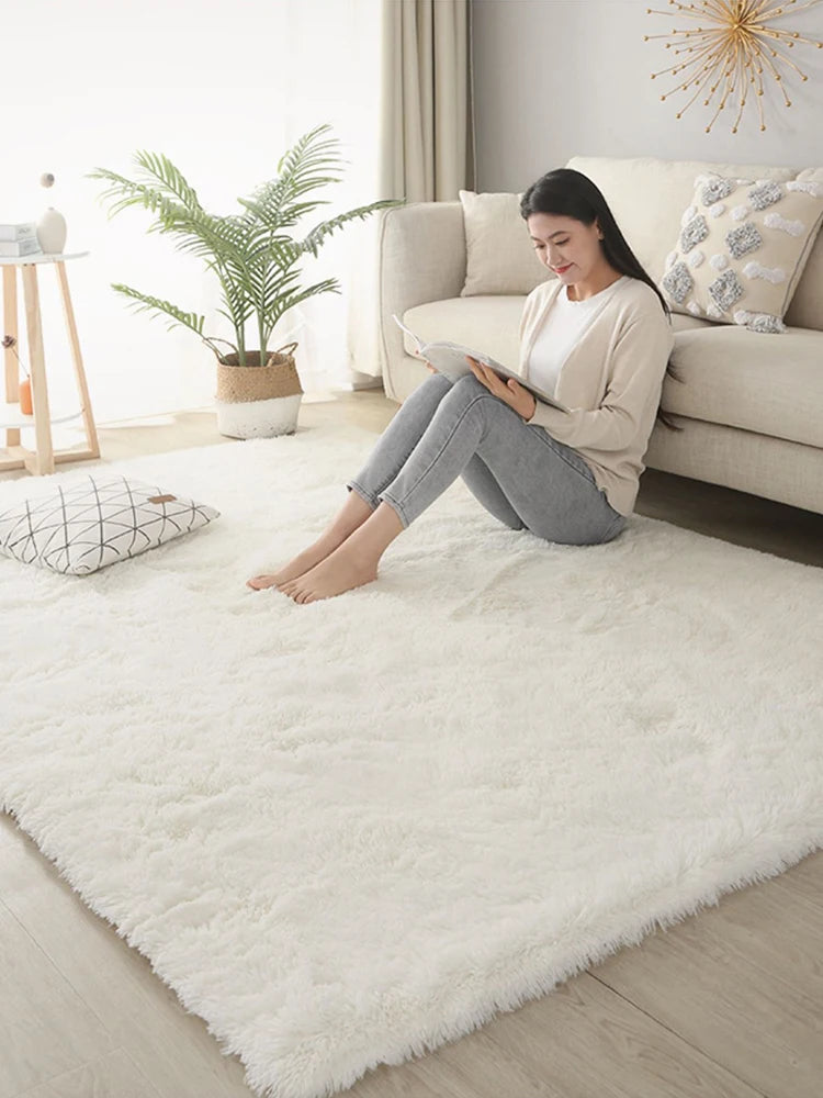 Tapis moelleux blanc crème