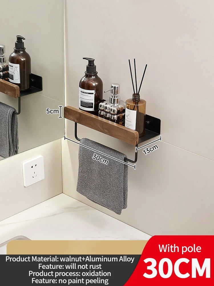 Étagère murale en bois – rangement élégant pour salle de bain, salon ou cuisine