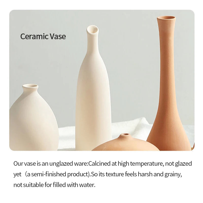 Vase Nordique en Céramique - Simple & Moderne pour Fleurs Sèches ou Naturelles