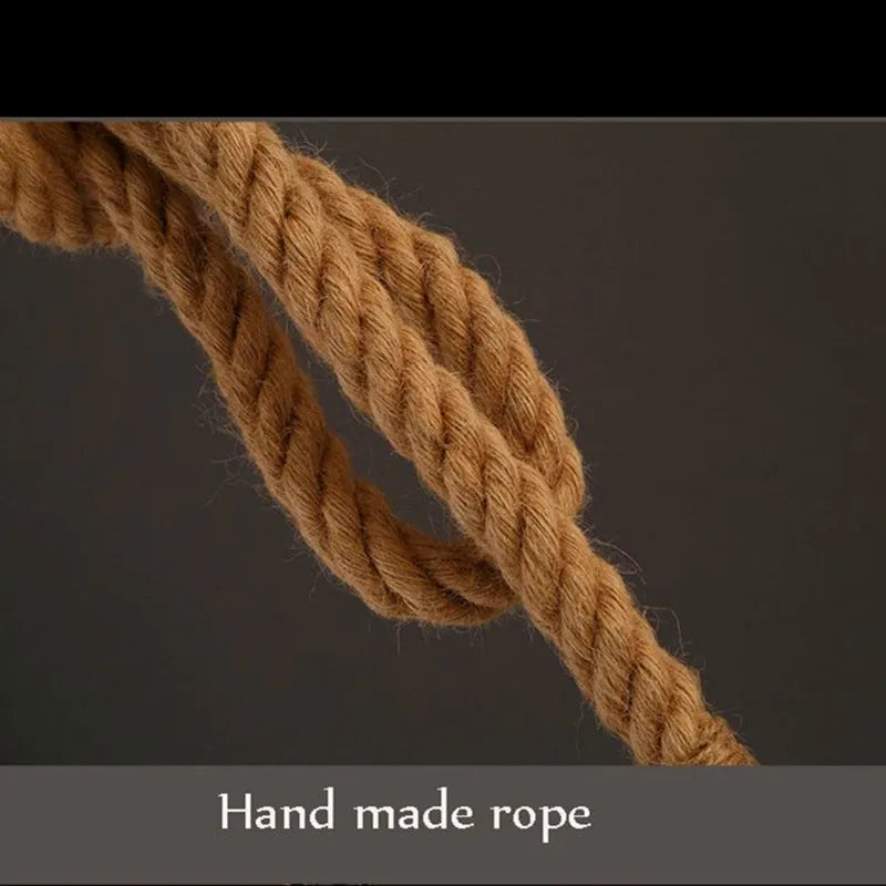 Suspension Vintage en Fer et Corde de Chanvre – Style Industriel Rétro