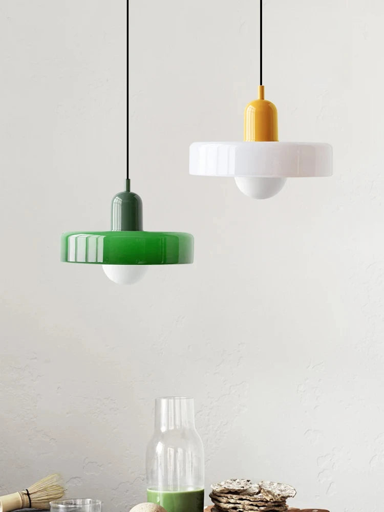 Lampe Suspendue en Verre Bauhaus - Élégance Rétro et Modernité