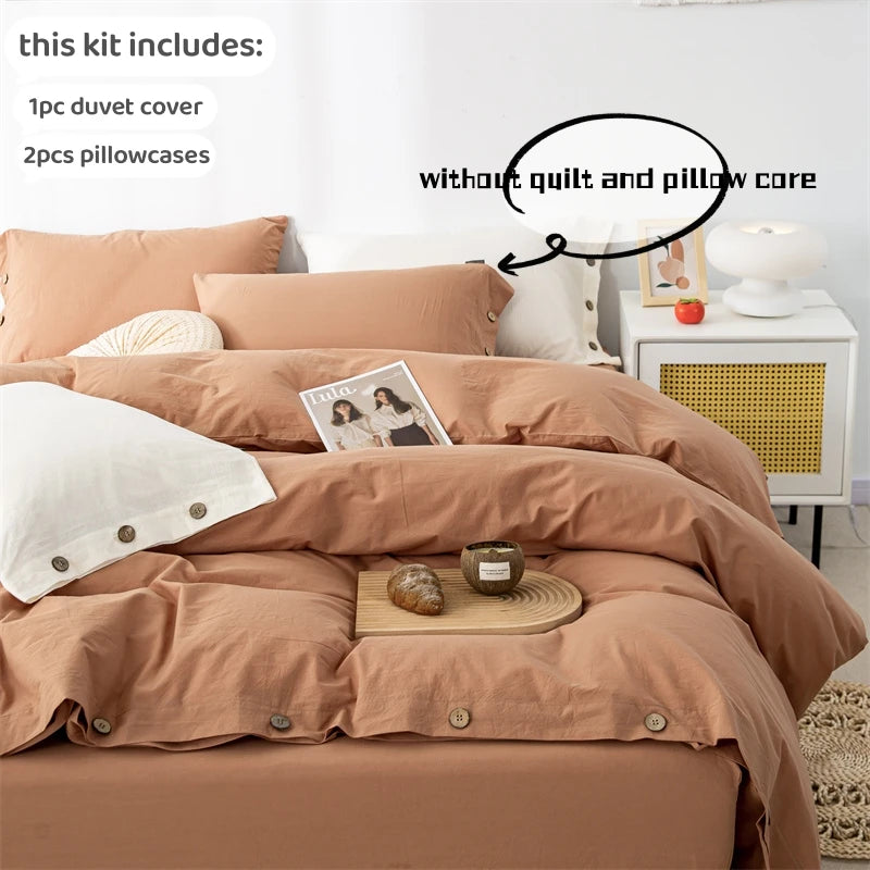 Housse de Couette Uni Twist 100 % Coton – Ensemble 3 Pièces Toutes Saisons