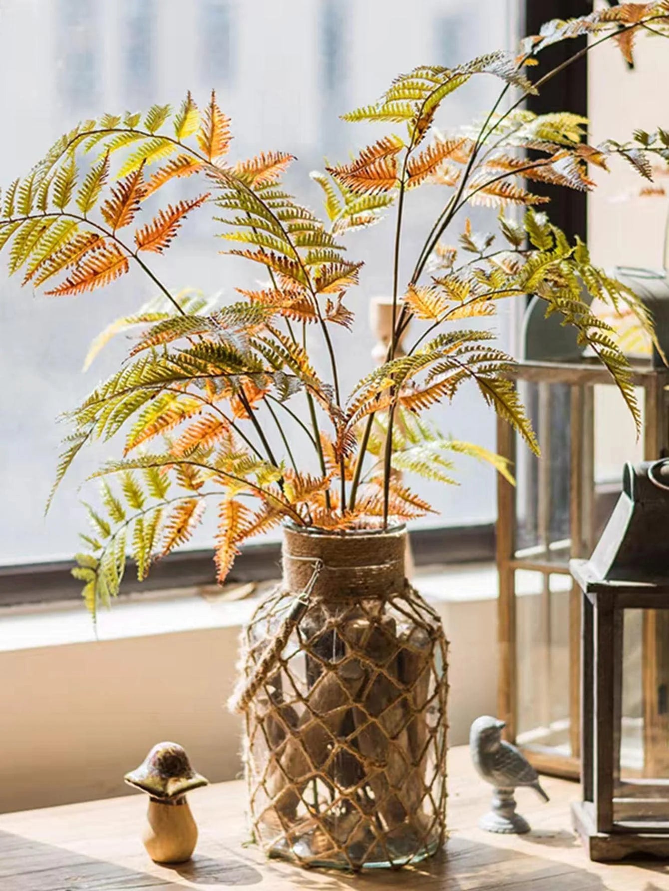 Vase en Verre avec Corde de Chanvre Tressée à la Main